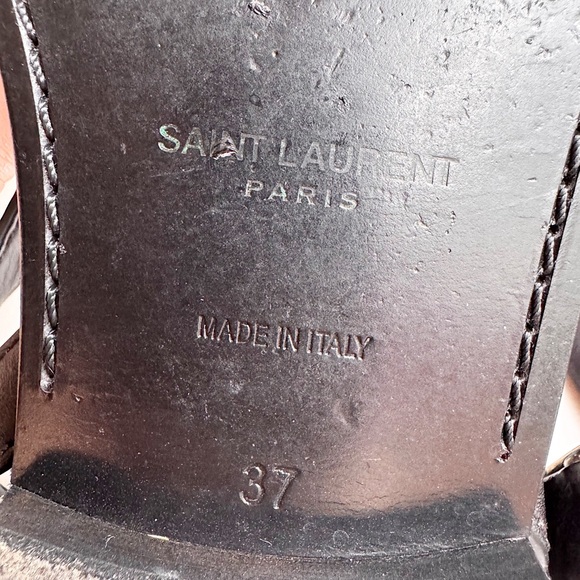 Saint Laurent Black Strappy YSL logo flat sandals black silver 37 + box - Picture 15 of 16